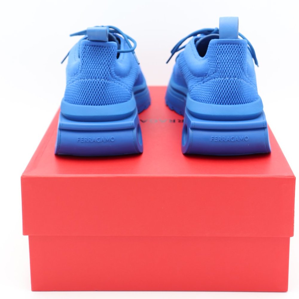 NIB Salvatore Ferragamo Mens Nima Blue Knit Lace-Up Runner Sneakers Shoes - Picture 6 of 12